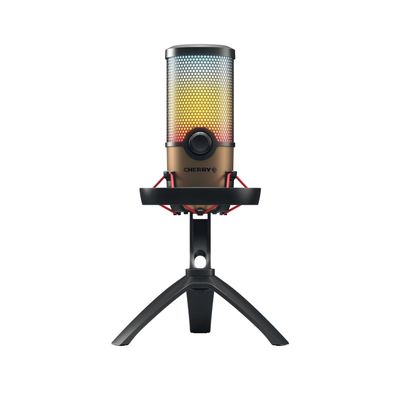 Cherry UM 9.0 PRO RGB, USB Microphone with RGB Lighting, for Gaming, Streaming, ASMR, 4 Directional Patterns, Compatible with PC/Mac/PS4/PS5, Copper/Black