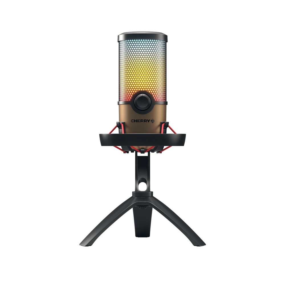 Cherry UM 9.0 PRO RGB, USB Microphone with RGB Lighting, for Gaming, Streaming, ASMR, 4 Directional Patterns, Compatible with PC/Mac/PS4/PS5, Copper/Black