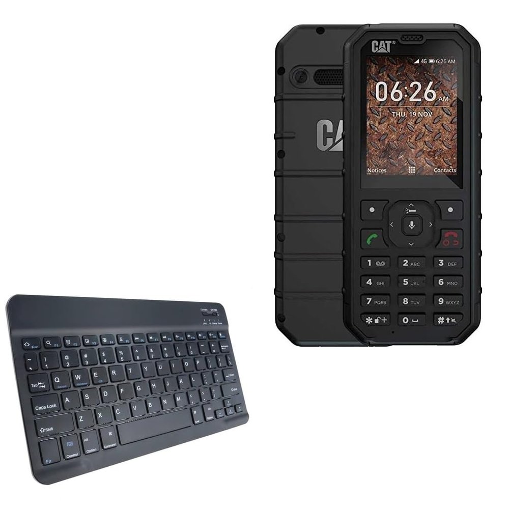 BoxWave Keyboard Compatible with CAT B35 - SlimKeys Bluetooth Keyboard, Portable Thin with Chiclet-Style Keys - Jet Black