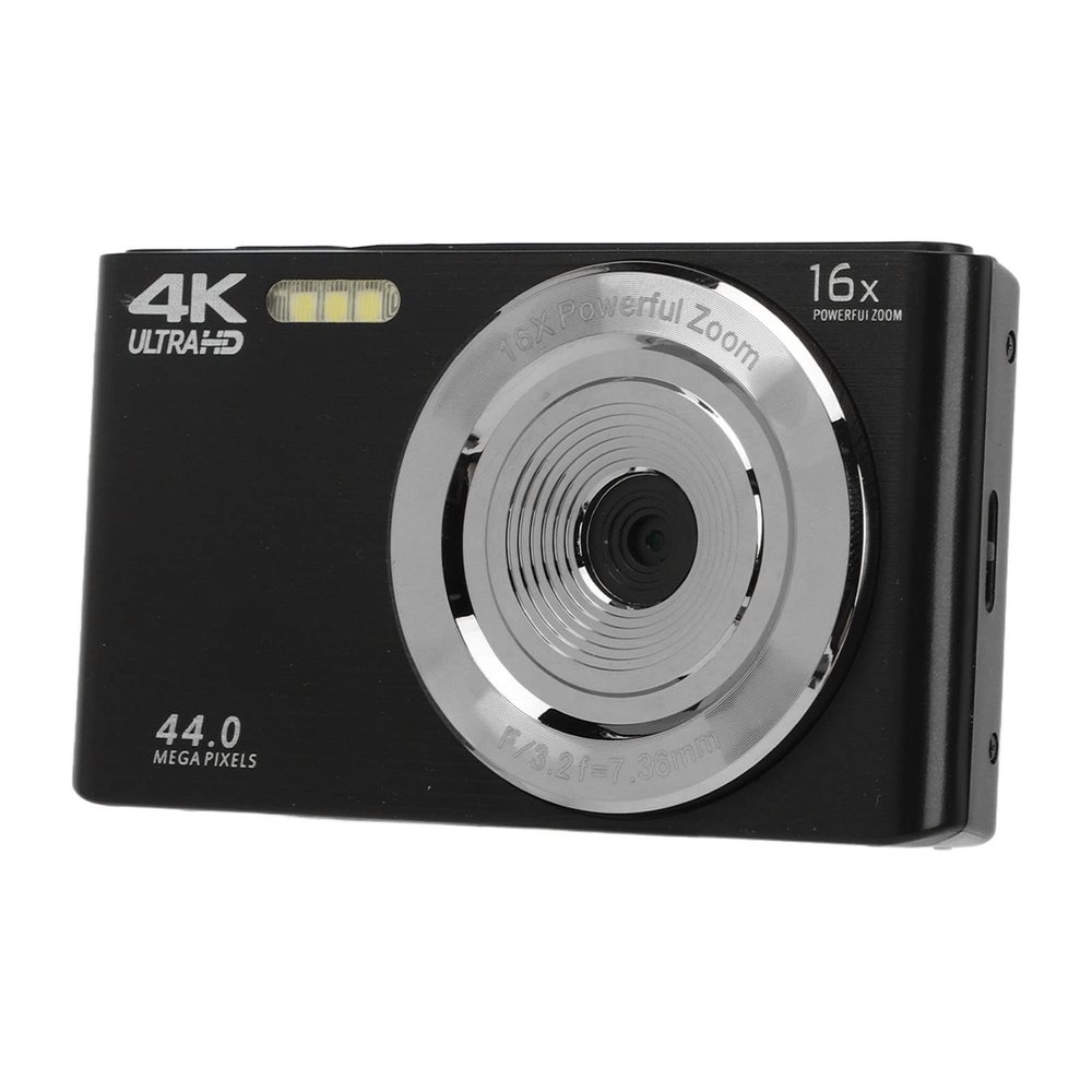 16x Digital Zoom Camera, 44MP 2.8 Inch Screen 4K HD Camera for Recording (Black)