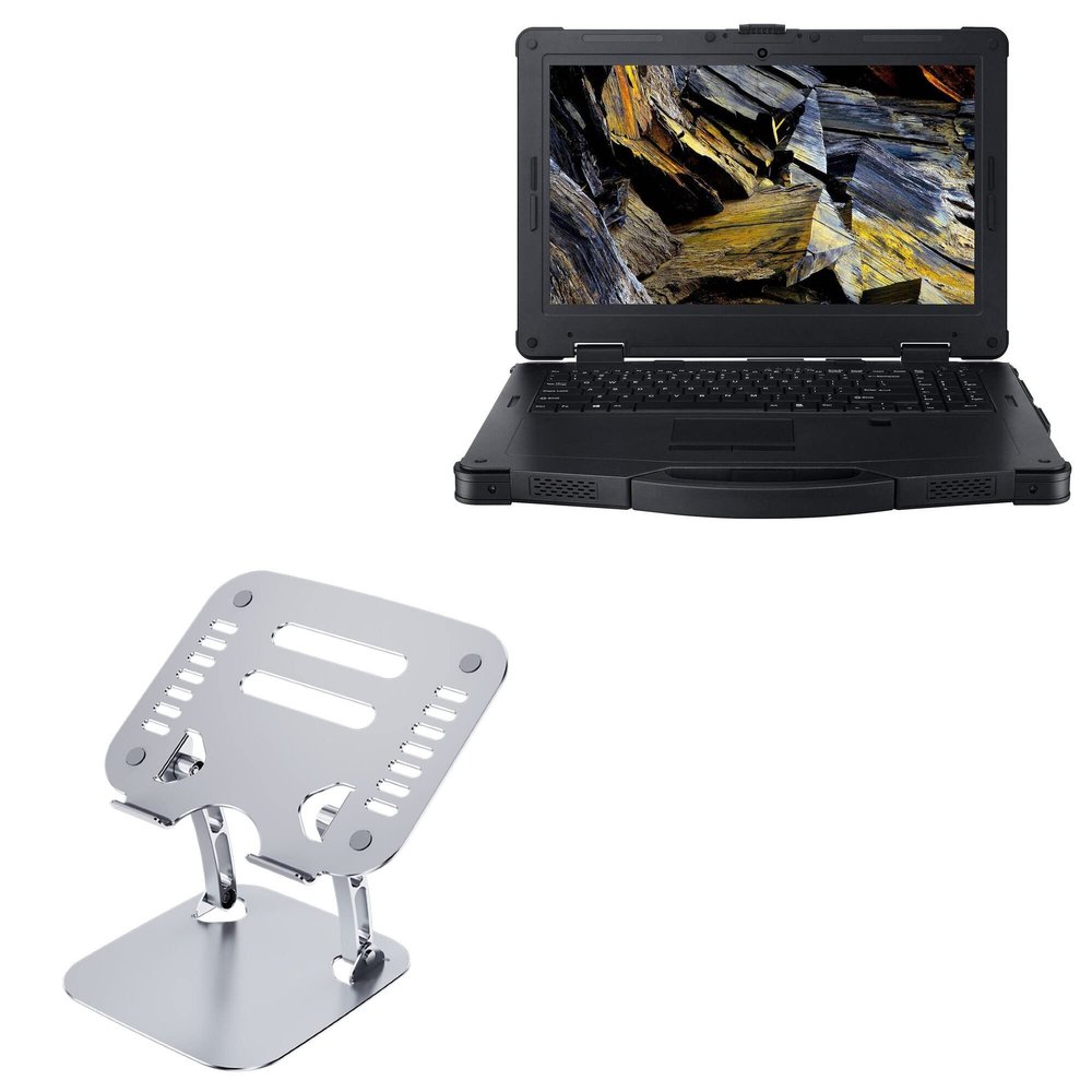 BoxWave Stand and Mount Compatible with Acer Enduro N3 (EN715-51W) - Executive VersaView Laptop Stand, Ergonomic Adjustable Viewing Angle Metallic Riser - Metallic Silver