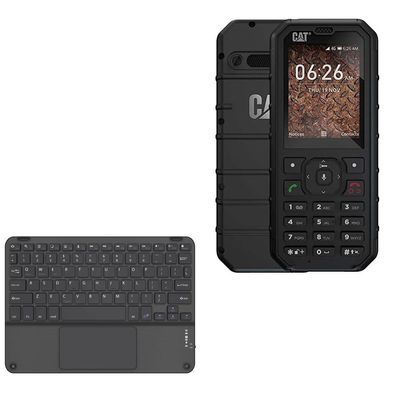 BoxWave Keyboard Compatible with CAT B35 - SlimKeys Bluetooth Keyboard with Trackpad, Portable Slim TouchPad - Jet Black