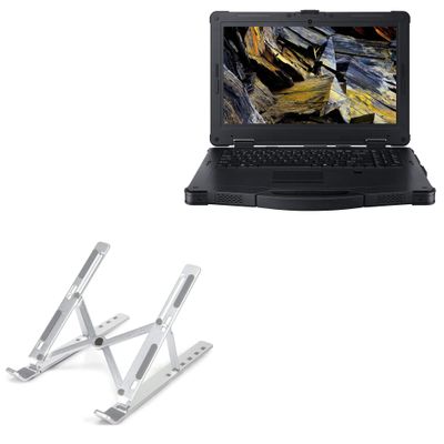 BoxWave Stand and Mount Compatible with Acer Enduro N3 (EN715-51W) - Compact QuickSwitch Stand, Portable Multi Angle Viewing Foldable Riser - Metallic Silver