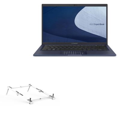BoxWave Stand and Mount Compatible with ASUS ExpertBook B1 (B1400) - Pocket Aluminum Stand 3-in-1, Portable Multi Angle Viewing Riser - Metallic Silver