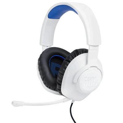 JBL Quantum 100P - Wired Over-Ear Gaming Headset with a Detachable mic, JBL QuantumSOUND Signature, Memory Foam Comfort, Compatible with Windows Sonic Surround Sound (White)