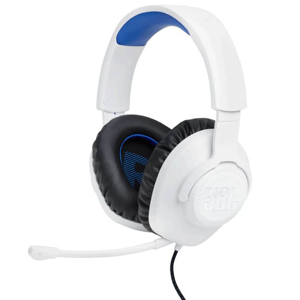 JBL Quantum 100P - Wired Over-Ear Gaming Headset with a Detachable mic, JBL QuantumSOUND Signature, Memory Foam Comfort, Compatible with Windows Sonic Surround Sound (White)
