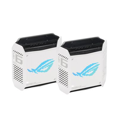 ASUS ROG Rapture GT6 (2PK) Tri-Band WiFi 6 Gaming Mesh WiFi System, Covers up to 5,800 sq ft, 2.5 Gbps Port, Triple-Level Game Acceleration, UNII 4, Free Lifetime Internet Security, Moonlight White