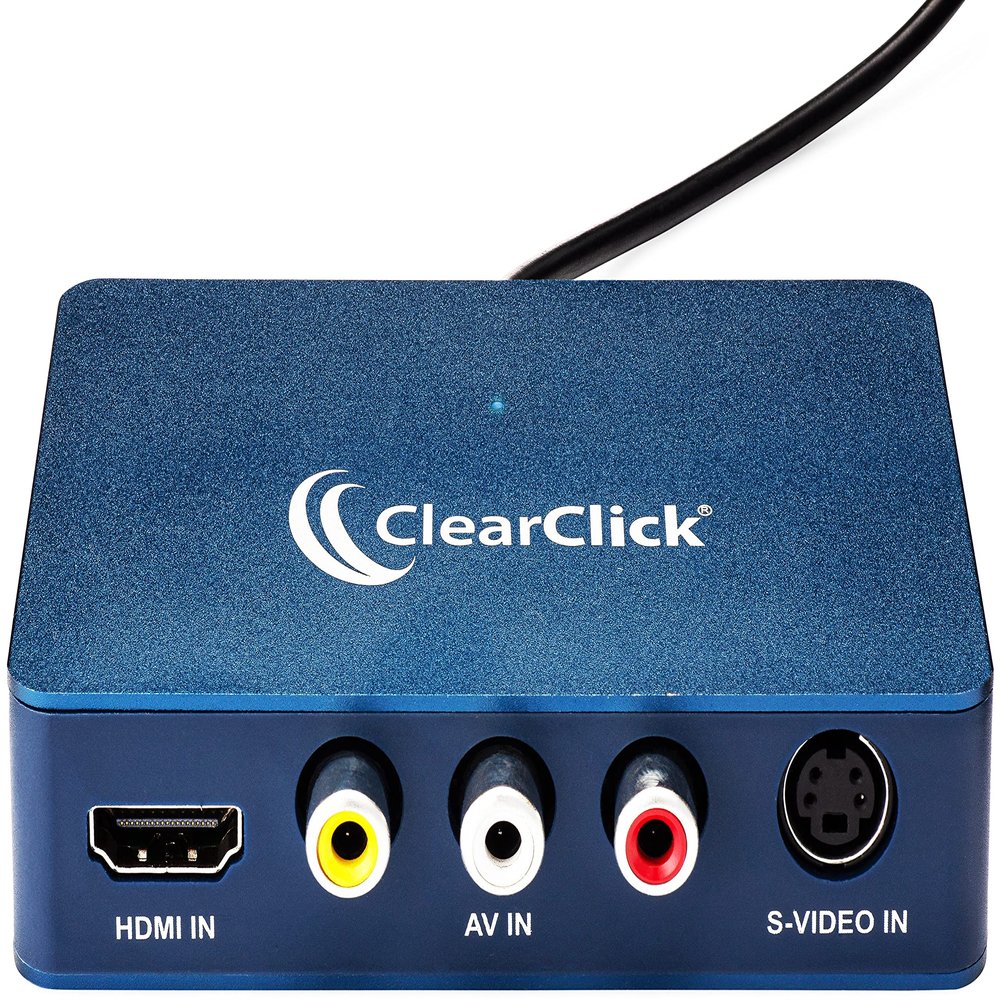ClearClick Video to USB 1080P Audio Video Capture & Live Streaming Device - Input HDMI, AV, RCA, S-Video, VCR, VHS, Camcorder, Video8, Hi8, DVD, Gaming Systems - USB-C Plug & Play