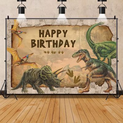 15x10ft Dinosaur Happy Birthday Backdrop for Photography,3D Realistic Dinosaur Theme Backdrops, for Boy Girl Birthday Party Banner Newborn Baby Shower Decoration Photo Booth Prop