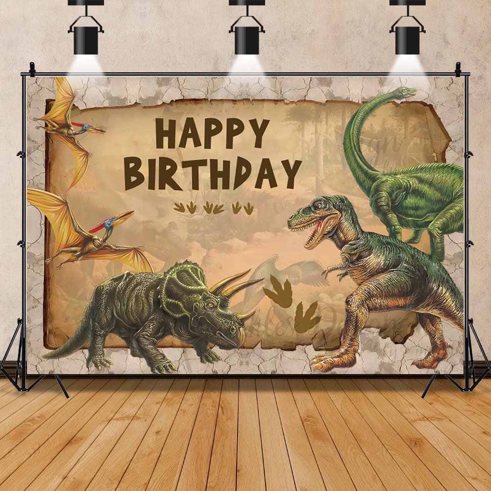 15x10ft Dinosaur Happy Birthday Backdrop for Photography,3D Realistic Dinosaur Theme Backdrops, for Boy Girl Birthday Party Banner Newborn Baby Shower Decoration Photo Booth Prop