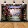 10x8ft Castle Forest Backdrop Pink Floral Fairy Tale Wonderland Fantasy Palace Photography Background for Kids Children Girls Princess Birthday Party Banner Baby Shower Supplies view 1