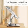 Adjustable Tablet Stand, Portable Monitor Stand, 360 Degree Rotation Folding Hollow Cooling Tablet Stand Holder Heavy Duty Aluminum Desktop Tablet Dock for Pad Phone view 3