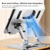 Adjustable Tablet Stand, Portable Monitor Stand, 360 Degree Rotation Folding Hollow Cooling Tablet Stand Holder Heavy Duty Aluminum Desktop Tablet Dock for Pad Phone view 4