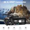 VETEK Video Camera 8k Camcorder 48MP UHD WiFi IR Night Vision Vlogging Camera for YouTube, 18X Digital Zoom 3.0 LCD Screen Digital Camera with Microphone, 32G SD Card, Remote Control and 2 Batteries view 2