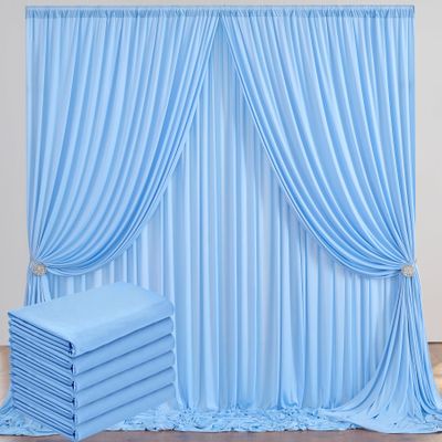 30 ft x 10 ft Wrinkle Free Baby Blue Backdrop Curtains for Parties, 6 Panels 5 ft x 10 ft Polyester Light Blue Photo Backdrop Drapes for Birthday Wedding Party Baby Shower Photography