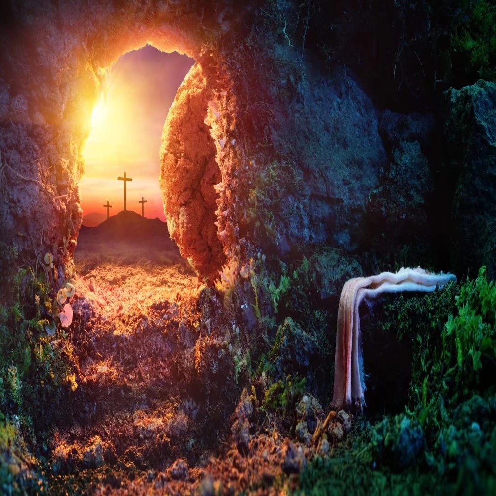 BELECO 12x8ft Fabric Easter Jesus Cross Backdrop with Holy Lights & Mountain Sunrise Scene