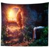 BELECO 12x8ft Fabric Easter Jesus Cross Backdrop with Holy Lights & Mountain Sunrise Scene view 3
