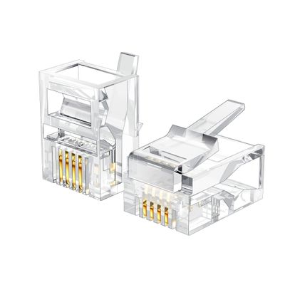 LanSenSu 25 Pack RJ11 Plug 6P4C Phone Modular Telephone Cord Connector Adapter Crimp