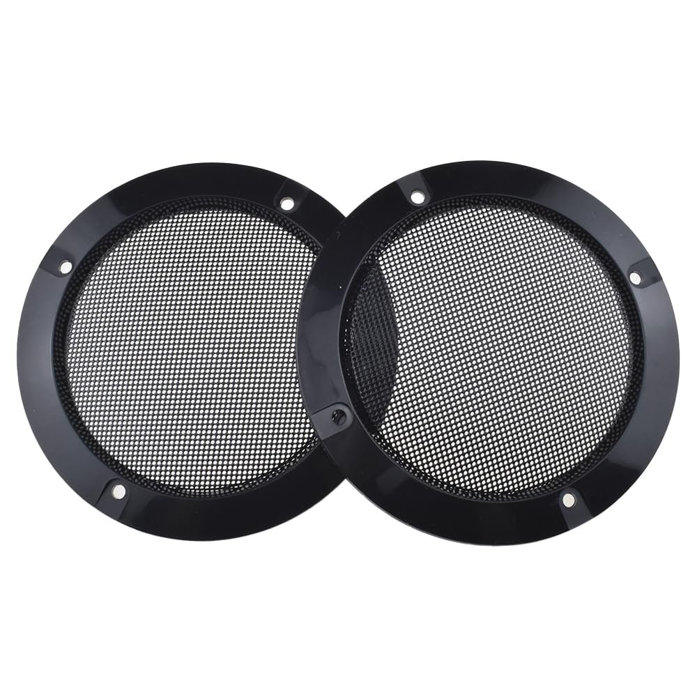 Acoeitl 4 Inch Metal Glossy Audio Speaker Cover Round Grille Protector Speaker Grills Circle Case Repalcement for Home Theater DIY Speakers and Cars Speaker Decorative Circle 2 Pcs Black