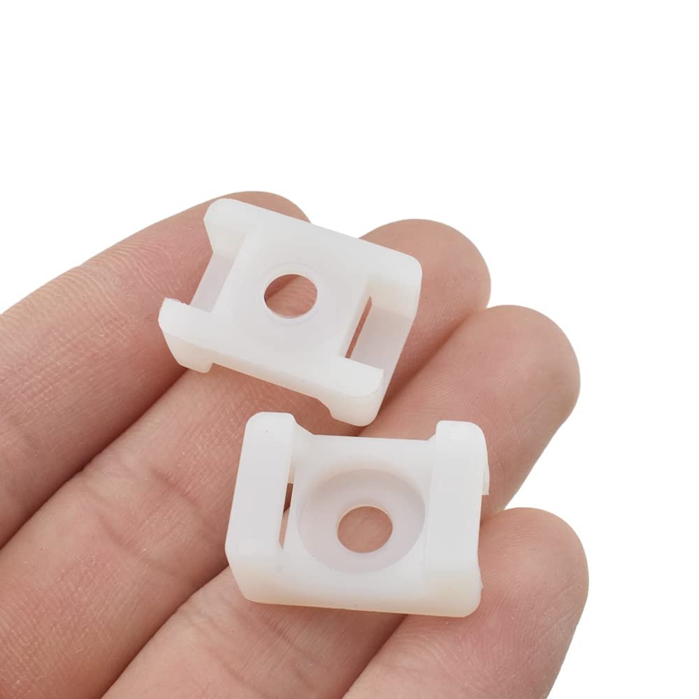 Acoeitl Zip Tie Base Saddle Type Zip Tie Anchors Cable Tie Base Saddle Type Mount Wire Holder with 5mm Screw Hole for Office Home Garden TV cables White 50 Pcs