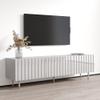 Meble Furniture Pilar 01 Modern TV Stand  Storage Cabinets and High-Gloss Finish  Fits TVs Up to 80 Inches, 59.1 x 15.7 x 19.7 inches  White view 2