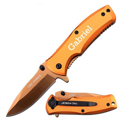 GIFTS INFINITY Custom Titanium Coated Stainless Steel Quality Pocket Knife Free Engraving - Orange