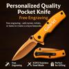 GIFTS INFINITY Custom Titanium Coated Stainless Steel Quality Pocket Knife Free Engraving - Orange view 2