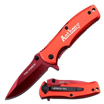 GIFTS INFINITY Personalized Pocket Knife  Custom Engraved, Titanium-Coated Stainless Steel, 2.75" Blade, Liner Lock  Gift for Men, Groomsmen, Camping, Hiking, Outdoor Use (Red)