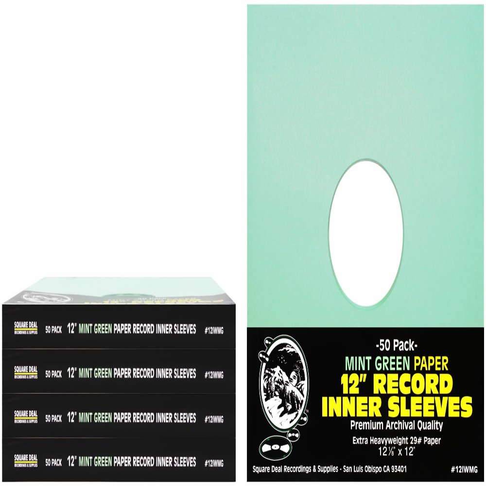 (250) Mint Green Paper Super Heavyweight 12" Record Inner Sleeves with Center Hole - 12IWMG