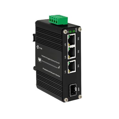 3 Port Hardened Industrial Gigabit Din Rail Switch,10/100/1000Mbps Ethernet Switch Din Rail 24V,8Gbps Switching Capacity,IP40 Rated Unmanaged Network Switch(-40~80C)