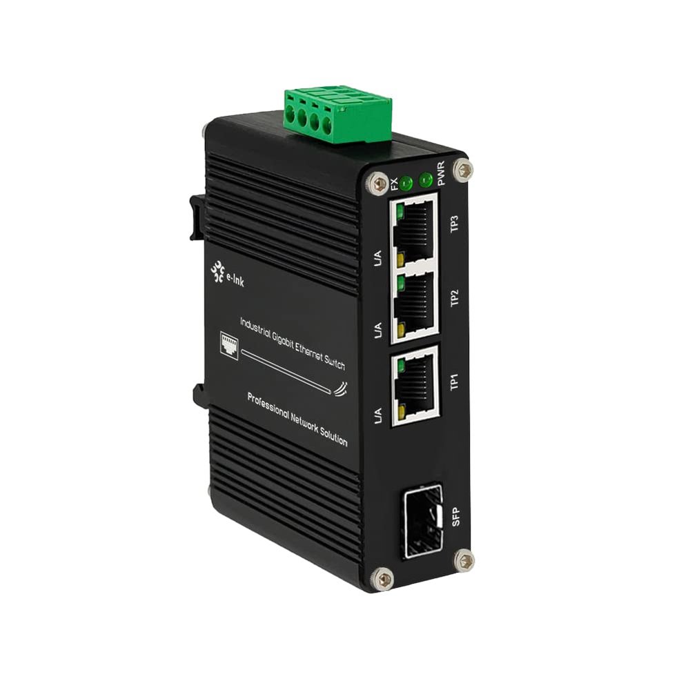 3 Port Hardened Industrial Gigabit Din Rail Switch,10/100/1000Mbps Ethernet Switch Din Rail 24V,8Gbps Switching Capacity,IP40 Rated Unmanaged Network Switch(-40~80C)