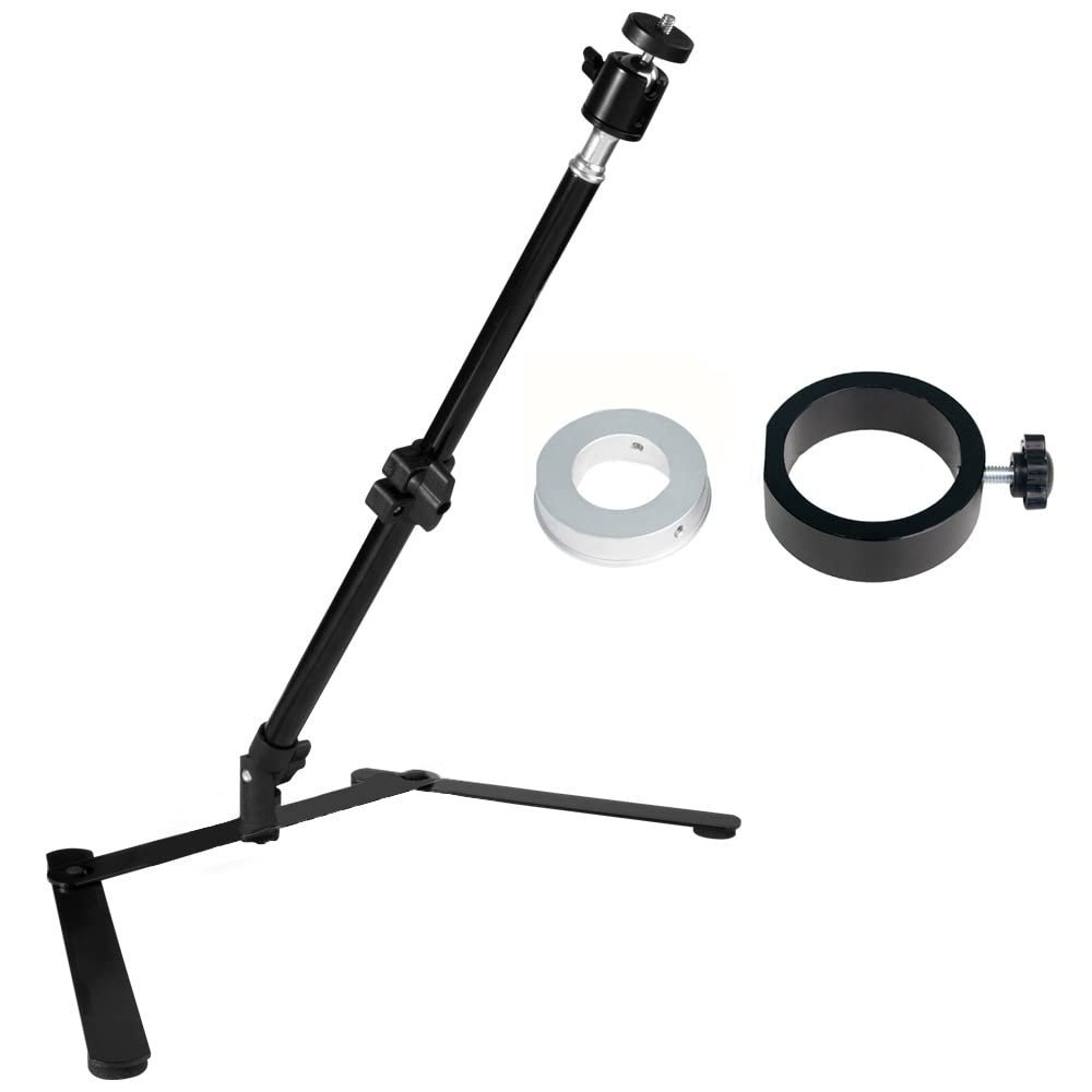 48MP 4K 1080P HDMI USB Industrial Video Microscope Camera 1-130X Zoom C Mount Lens Overhead Desktop Tripod for Repair Soldering (Color : Holder with Ring)