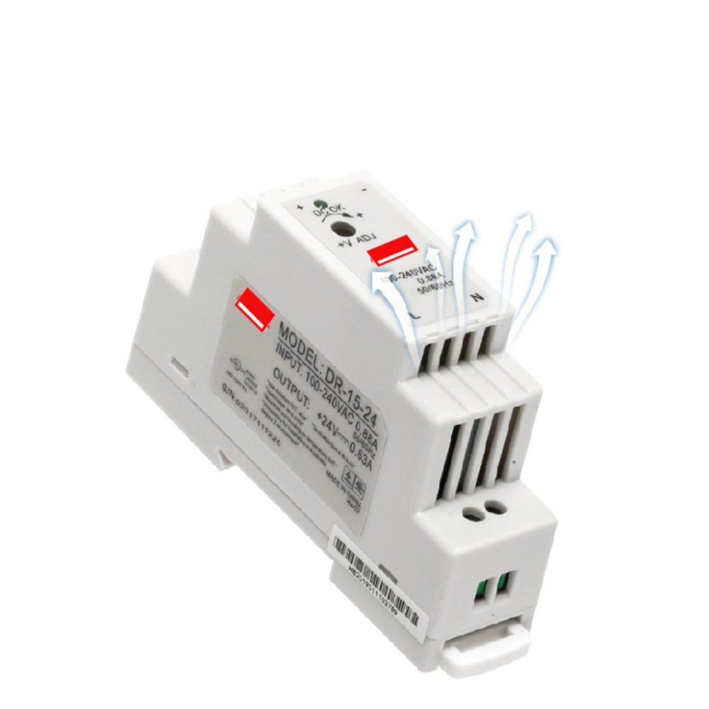 INFRI Industrial DIN Rail Switching Power Supply DR-15 15W Single Output 5V 12V 24V AC to DC Converter Power Switch Input 110/240VAC (Color : 15W 5V)