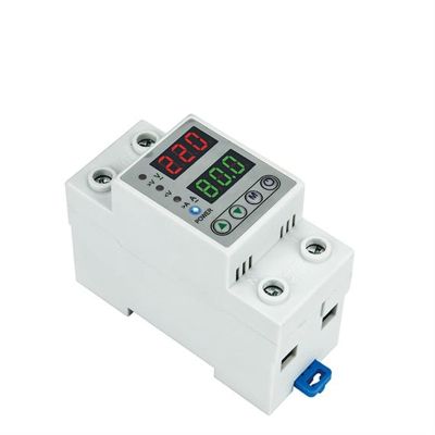 EKSIL Adjustable Digital Over & Under Voltage Protector Dual Display 40A 63A 230V Din Rail Relay Surge Limit Over Current Protection (Color : 2P, Size : 63A)