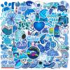 100 PCS Girl's Blue Aesthetic Stickers Pack for Teens Girls Boys, Cute Blue Decals, Waterproof Vinyl Decals, Vsco Stickers for Laptop Water Bottles Car Bicycle Skateboard Motorcycle Luggage view 3