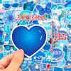 100 PCS Girl's Blue Aesthetic Stickers Pack for Teens Girls Boys, Cute Blue Decals, Waterproof Vinyl Decals, Vsco Stickers for Laptop Water Bottles Car Bicycle Skateboard Motorcycle Luggage view 4