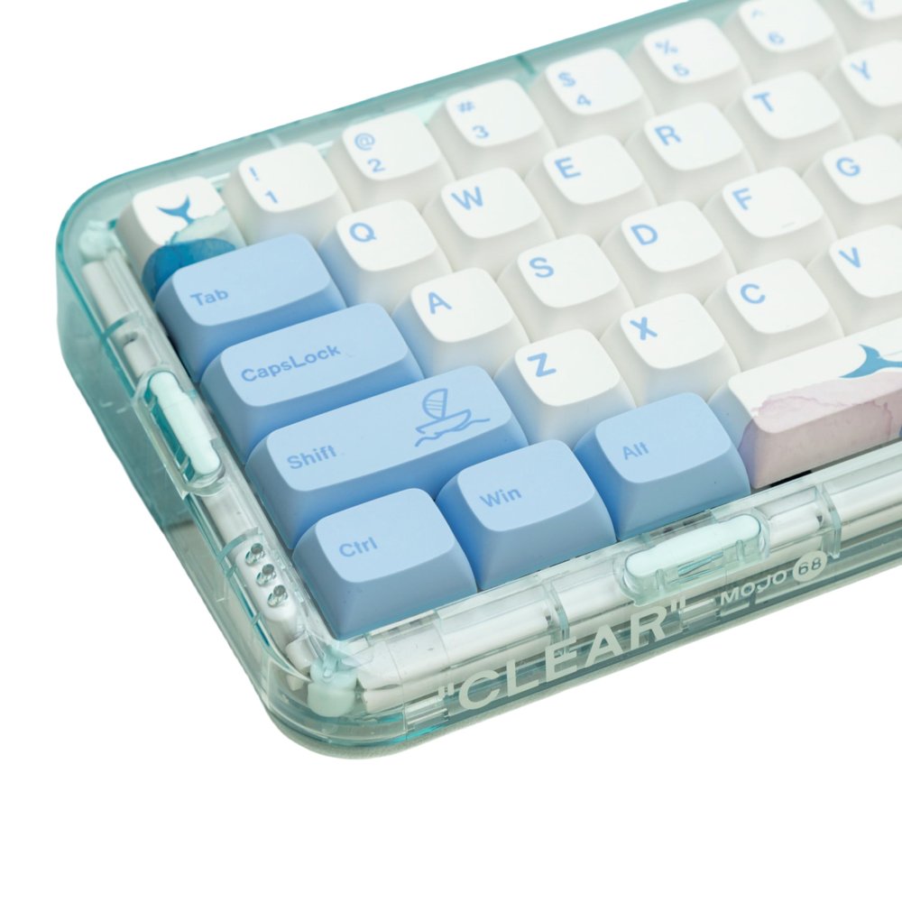 Cmokifuly Seasonic Keycaps XDA Profile Custom Keycap for Mechanical Keyboard,136 Keys Set PBT Dye Sublimation Keycaps (Blue Seasonic)