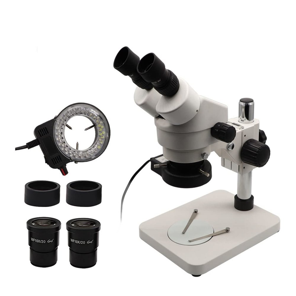 7X-45X Binocular Stereo Microscope, PCB Soldering Mobile Phone Repair Tool Simul-Focal Continuous Zoom Microscopio with LED Light
