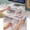 ZYFAB Adjustable Monitor Stand Multimedia Desktop Stand with Paper Storage Desk Organizer with Drawer Laptop Stand for Desk,White view 3