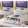 ZYFAB Adjustable Monitor Stand Multimedia Desktop Stand with Paper Storage Desk Organizer with Drawer Laptop Stand for Desk,White view 4