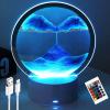 Desniltol 3D Moving Sand Art with Remote Control, 360 Rotating Hourglass Lights, RGB Color Changing Table Lamp,Sand Art Liquid Motion Colorful Creative Sea Glass Quicksand Painting Night Light(Blue) view 1