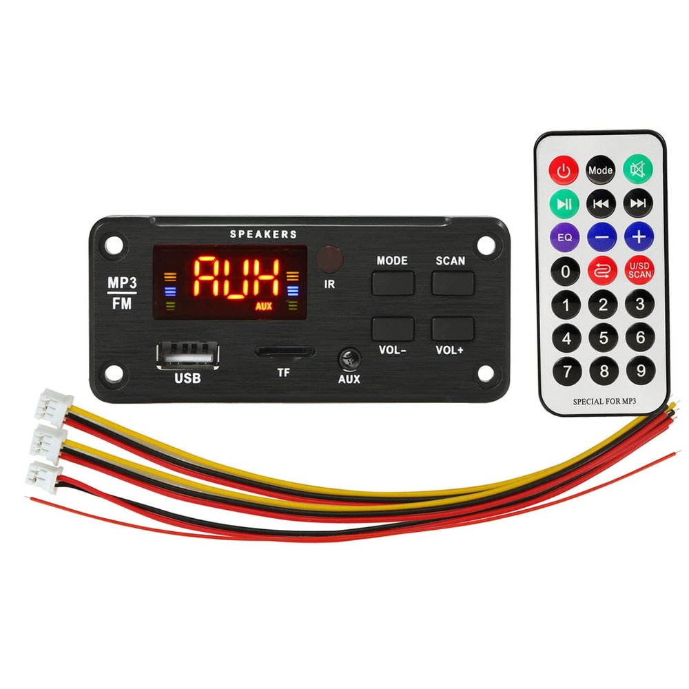 DC 6V12V Bluetooth Decoder Board,KIMISS Bluetooth 5.0 MP3 Decoder Module ABS Digital Display Decoding Audio Receiver Module with Remote Control