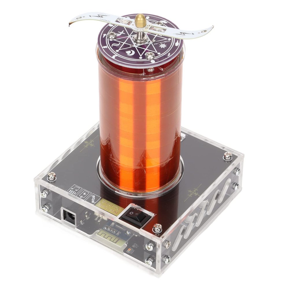 Vikye Music Tesla Coil, Bluetooth Transmission Arc Generator Plasma Loudspeaker Tesla Coil Desktop Toy, Educational Experiment Desktop Model for Teaching