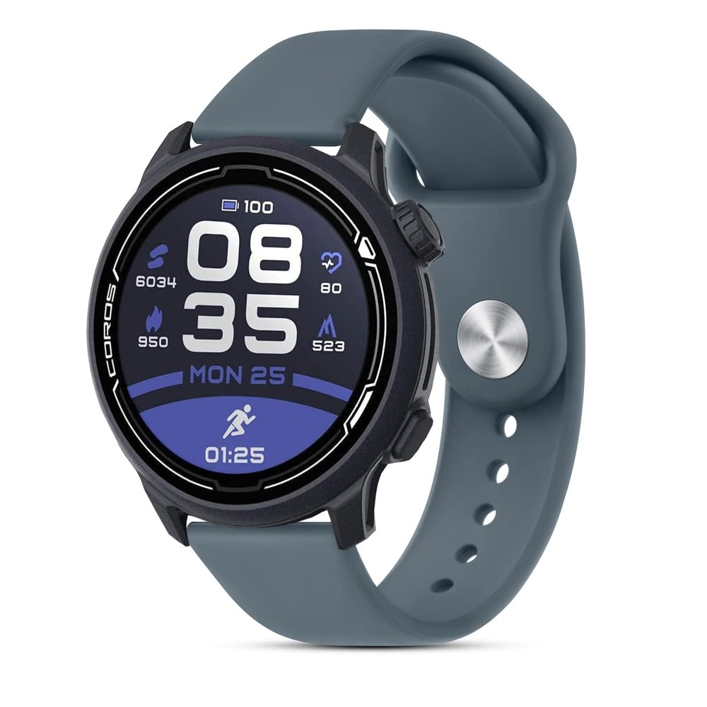 Amzpas Silicone Band for Coros PACE 2/ APEX 42mm/ APEX 2, 20mm Quick-Release Replacement Wristband Sport Straps, Blue Grey