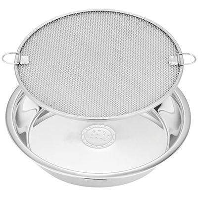 Stainless Steel Kitchen Draining Net with Tray - Versatile Oil Strainer, Colander for Fruits & Vegetables, Cooling Rack for Baking, Grilling, Frying - Stackable, Non-Stick, Easy to Clean