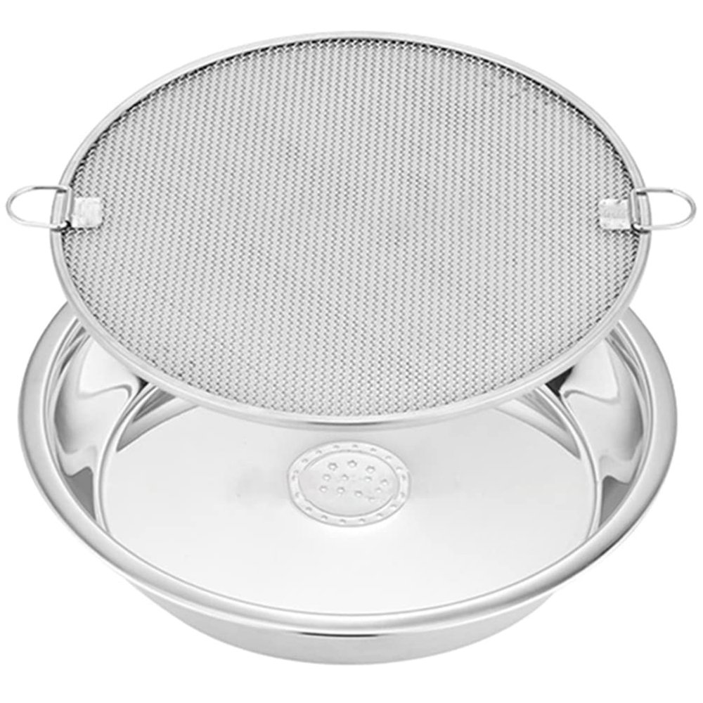 Stainless Steel Kitchen Draining Net with Tray - Versatile Oil Strainer, Colander for Fruits & Vegetables, Cooling Rack for Baking, Grilling, Frying - Stackable, Non-Stick, Easy to Clean