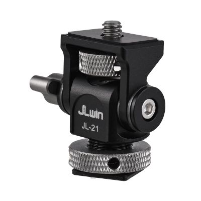 Andoer Camera Monitor Mount Bracket with Cold Shoe Field Monitor Mount Holder Aluminum Alloy 1/4 Inch Screw Tilt Adjustable for 5 Inch & 7 Inch Monitors LED Light Flash