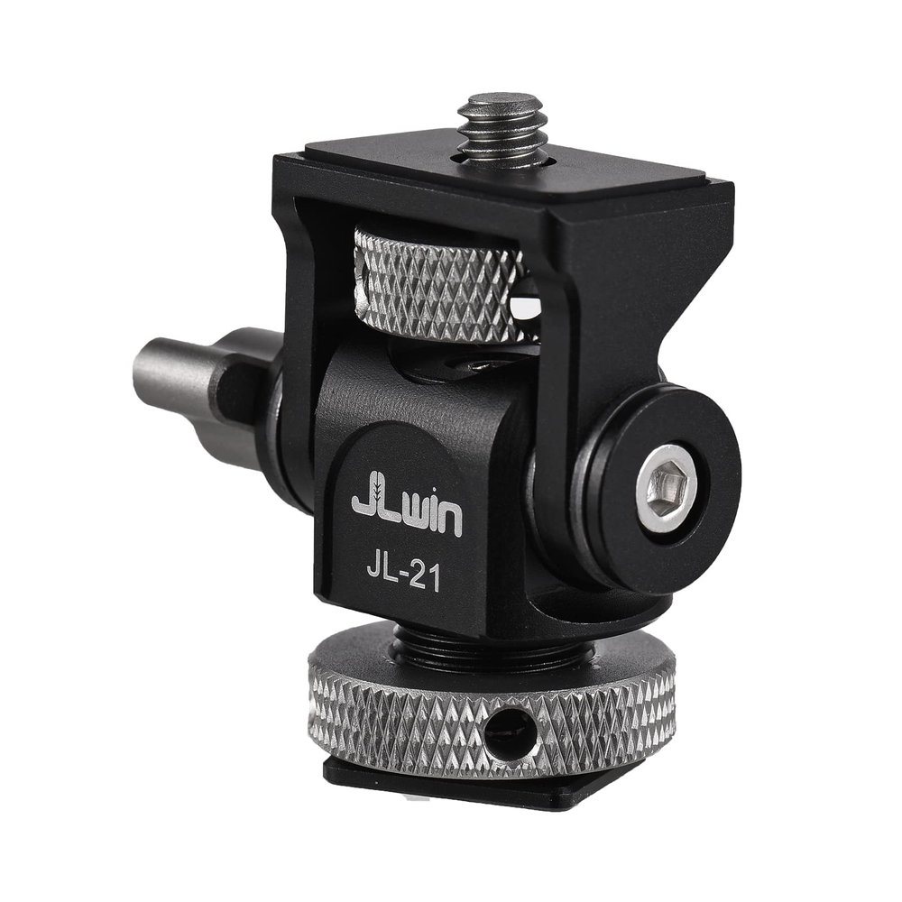 Andoer Camera Monitor Mount Bracket with Cold Shoe Field Monitor Mount Holder Aluminum Alloy 1/4 Inch Screw Tilt Adjustable for 5 Inch & 7 Inch Monitors LED Light Flash