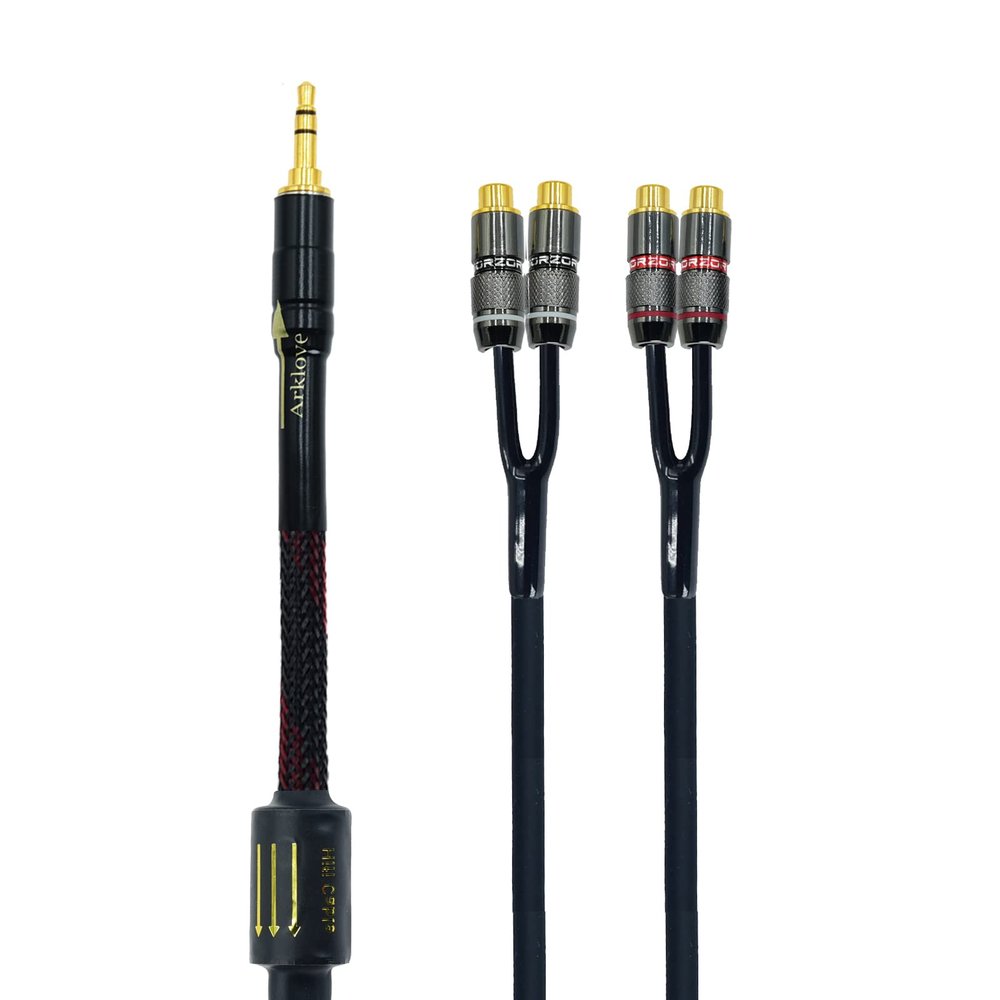Arklove 20ft Shielded 1/8" aux Input 3.5mm RCA Output Splitter Stereo Audio Video Cable Out 3.5 Male to 4 RCA Female in Dual Speaker Cord 24k Gold Plated