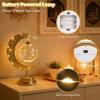 BomKra Crescent Moon Table Lamp, Gold, Metal Glass, Battery Operated, Ramadan Star Lamp, Retro Style, Bedroom Decor view 2